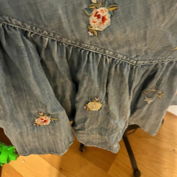 KYLA SEO Embroidered Tencel Denim Tiered Dress Size Large - Picture 5 of 10